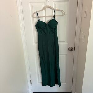 Elegant Green Spaghetti Strap Dress